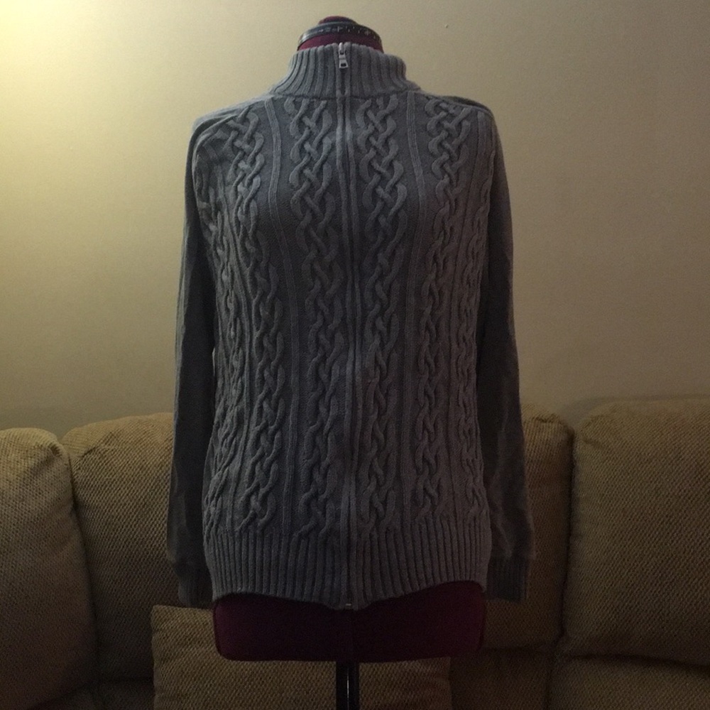 Gray zip-up sweater